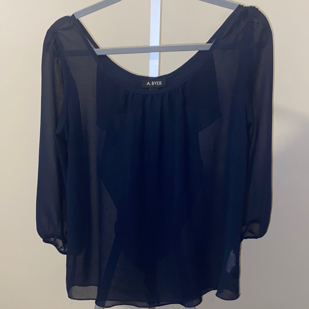 Women's Navy Bow Blouse